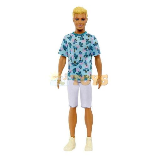 Păpușă Barbie Ken Fashionistas în tricou imprimeu tropical HJT10