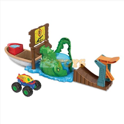 Set de joacă Hot Wheels Monster Trucks și crocodil HGV14 Mattel