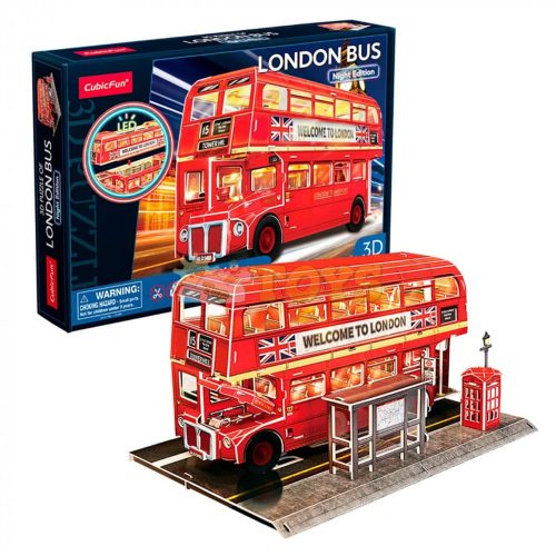 Puzzle 3D Autobuz cu etaje Double Decker din Londra cu LED L538